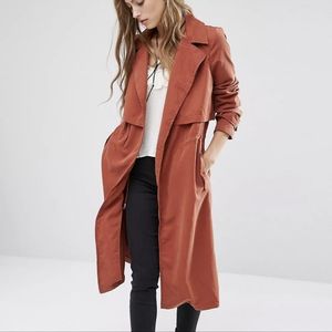 Mango Modal Soft Feel Trench Coat in Burnt Orange Rust